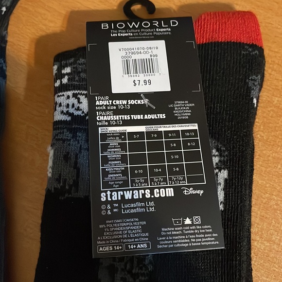 Star Wars Mens Crew Socks 2 Pair Mens 10-13 - Picture 3 of 4
